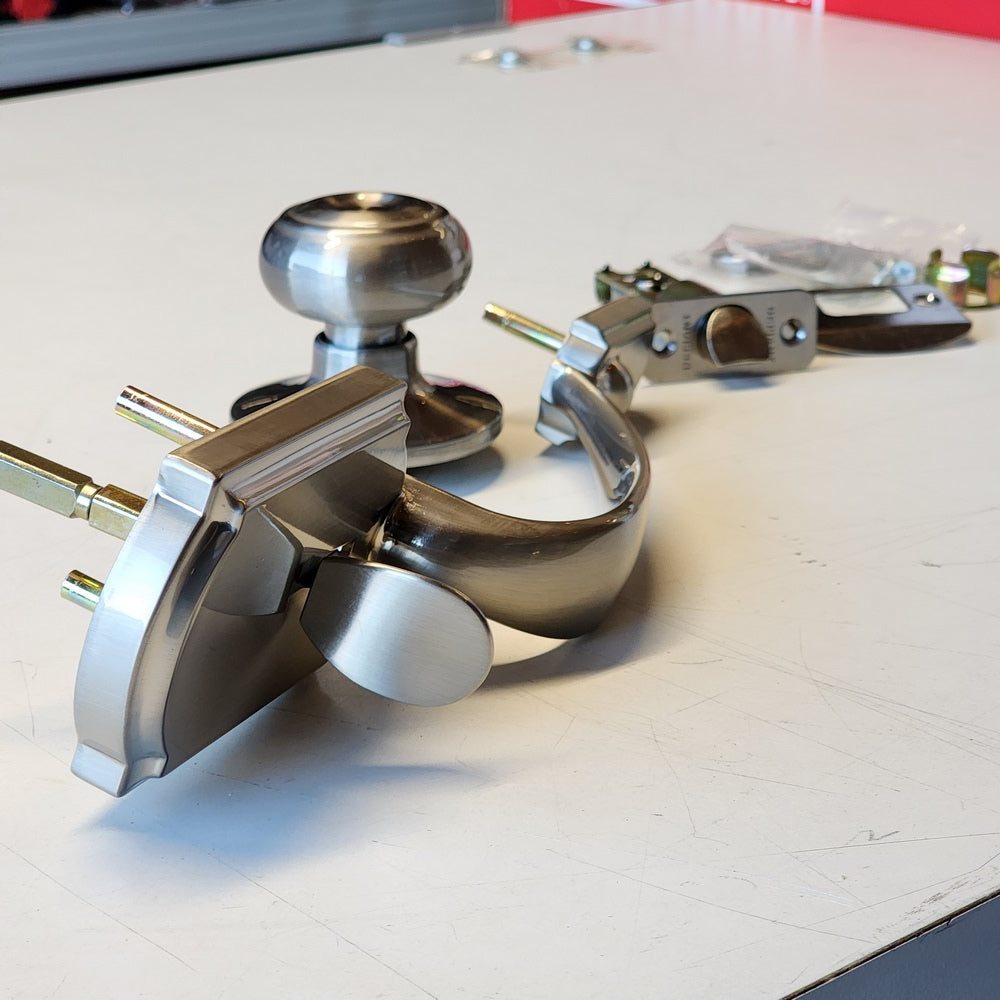 Castle Satin Nickel Entrance Door Handleset with Hartford Interior Knob (HWX2G3) Castle Satin Nickel Entrance Door Handleset with Hartford Interior Knob (HWX2G3)